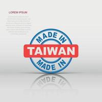 Made in Taiwan icon in flat style. Manufactured illustration pictogram. Produce sign business concept. vector