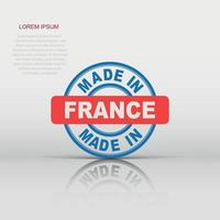 Made in France icon in flat style. Manufactured illustration pictogram. Produce sign business concept. vector