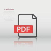 pdf icono en plano estilo. documento ilustración pictograma. archivo firmar negocio concepto. vector