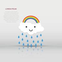 Color rainbow with clouds. Vector illustration