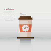 Coffee icon in flat style. Coffee mug vector cartoon illustration pictogram. Drink business splash effect.