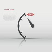 High level icon in flat style. Speedometer, tachometer sign illustration pictogram. Risk meter business concept. vector