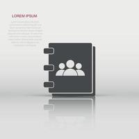 Vector address book icon in flat style. Contact note sign illustration pictogram. Notebook business concept.