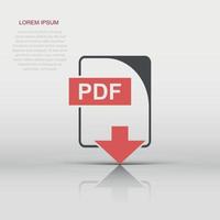 PDF file icon in flat style. PDF download sign illustration pictogram. Document business concept. vector