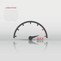 Max speed icon in comic style. Speedometer sign illustration pictogram. Tachometer business concept. vector