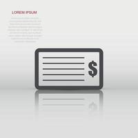 Money check icon in flat style. Bank checkbook illustration pictogram. Checkbook sign business concept. vector