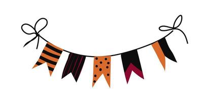 Halloween garland collection, for Halloween party. Vector illustration isolated on white background. Bunting for celebration.