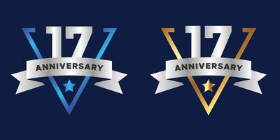 17th year anniversary vector banner template.