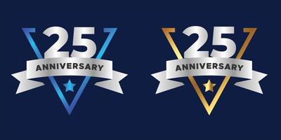 25th year anniversary vector banner template.