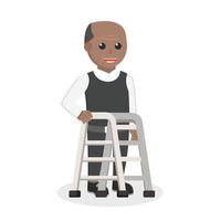 Old Man african Walking Cane design character on white background vector