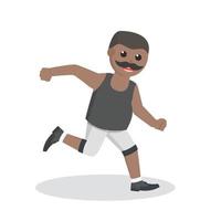 grasa hombre africano corriendo diseño personaje en blanco antecedentes vector