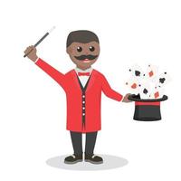 magician african with card coming out from his hat design character on white background vector