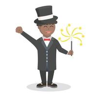 magician african with his trick information design character on white background vector