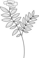 Hand drawn curly grass and flowers vector