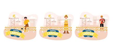 Flat Bundle Labour Day Design Illustration vector