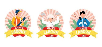 Labour Day Flat Bundle Design Illustration vector