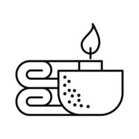 toalla y vela ligero spa contorno icono vector ilustración