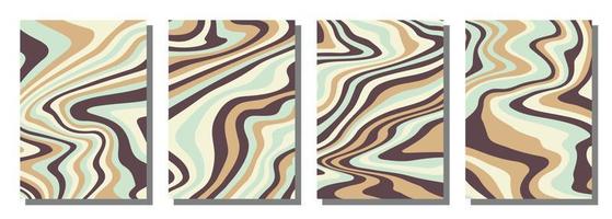 Abstract psychedelic groovy set background. vector