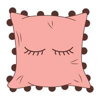 Cozy pillow with decorative pattern in doodle style. vector