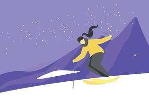 The girl is ice skiing. vector