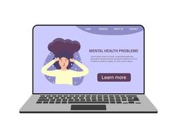 Depressed woman clutching her head in the rain. Mental disorder, sadness and depression concept. Physical and emotional violence against women vector