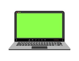Videocall interface, video call screen icons and UI template for laptop, vector overlay. Video conference or videocall online chat mockup with chromakey for laptop application. One user