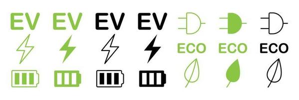 Big set of green energy fuel. Car charger sign. A sign an energy station. Ecological fuel icon set, green fuel vector, energy sign and symbol concept on white background vector