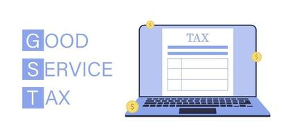 Good Service Tax. Taxation concept, tax form on desktop vector