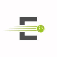 Initial Letter E Tennis Logo. Tennis Sports Logotype Symbol Template vector