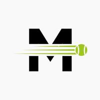 Initial Letter M Tennis Logo. Tennis Sports Logotype Symbol Template vector