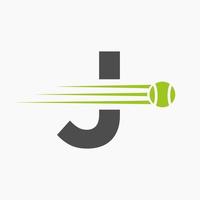 Initial Letter J Tennis Logo. Tennis Sports Logotype Symbol Template vector