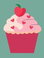 food sweet pink cupcake vector