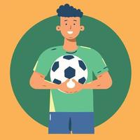 brazilian young man holding a soccer ball vector