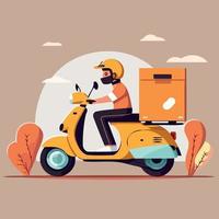 man driving delivery motorcycle vector