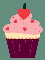 food sweet pink cupcake vector