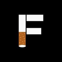 letra F fumar logo concepto con cigarrillo icono. tabaco logo vector