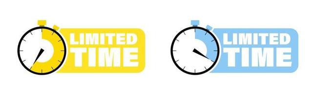 Limited time. Two promotion stickers with alarm clock icon vector