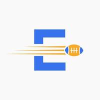 Letter E Rugby, Football Logo Combine With Rugby Ball Icon For American Soccer Club Symbol vector