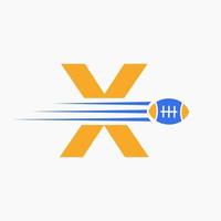 letra X rugby, fútbol americano logo combinar con rugby pelota icono para americano fútbol club símbolo vector