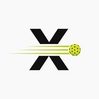 letra X pickleball logo símbolo. pepinillo pelota logotipo vector modelo