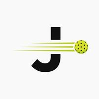 Letter J Pickleball Logo Symbol. Pickle Ball Logotype Vector Template