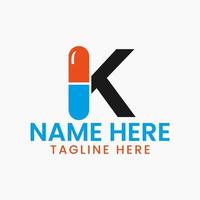 Letter K Medicine Logo Design Concept With Pile Symbol vector