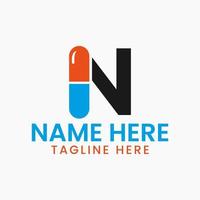 Letter N Medicine Logo Design Concept With Pile Symbol vector