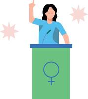 The girl is giving a speech on feminism. vector