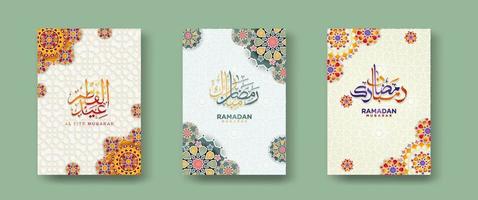 set Islamic cover background template for ramadan event and  eid al fitr event and other users.Vector illustration. vector