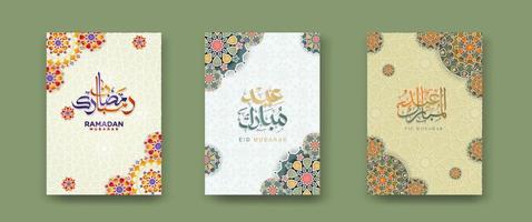 conjunto de impresión islámico cubrir antecedentes modelo para Ramadán evento y eid Alabama fitr evento y otro usuarios.vector ilustración. vector