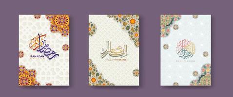 set Islamic cover background template for ramadan event and  eid al fitr event and other users.Vector illustration. vector