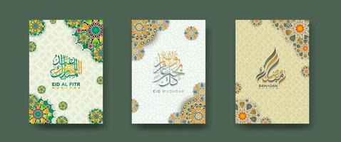 set Islamic cover background template for ramadan event and  eid al fitr event and other users.Vector illustration. vector