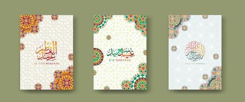 set Islamic cover background template for ramadan event and  eid al fitr event and other users.Vector illustration. vector