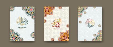 set Islamic cover background template for ramadan event and  eid al fitr event and other users.Vector illustration. vector